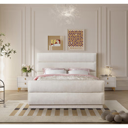 Meridian Paxton Cream Chenille Fabric Full Bed (3 Boxes)