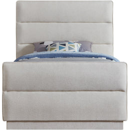 Meridian Paxton Cream Chenille Fabric Twin Bed (3 Boxes)