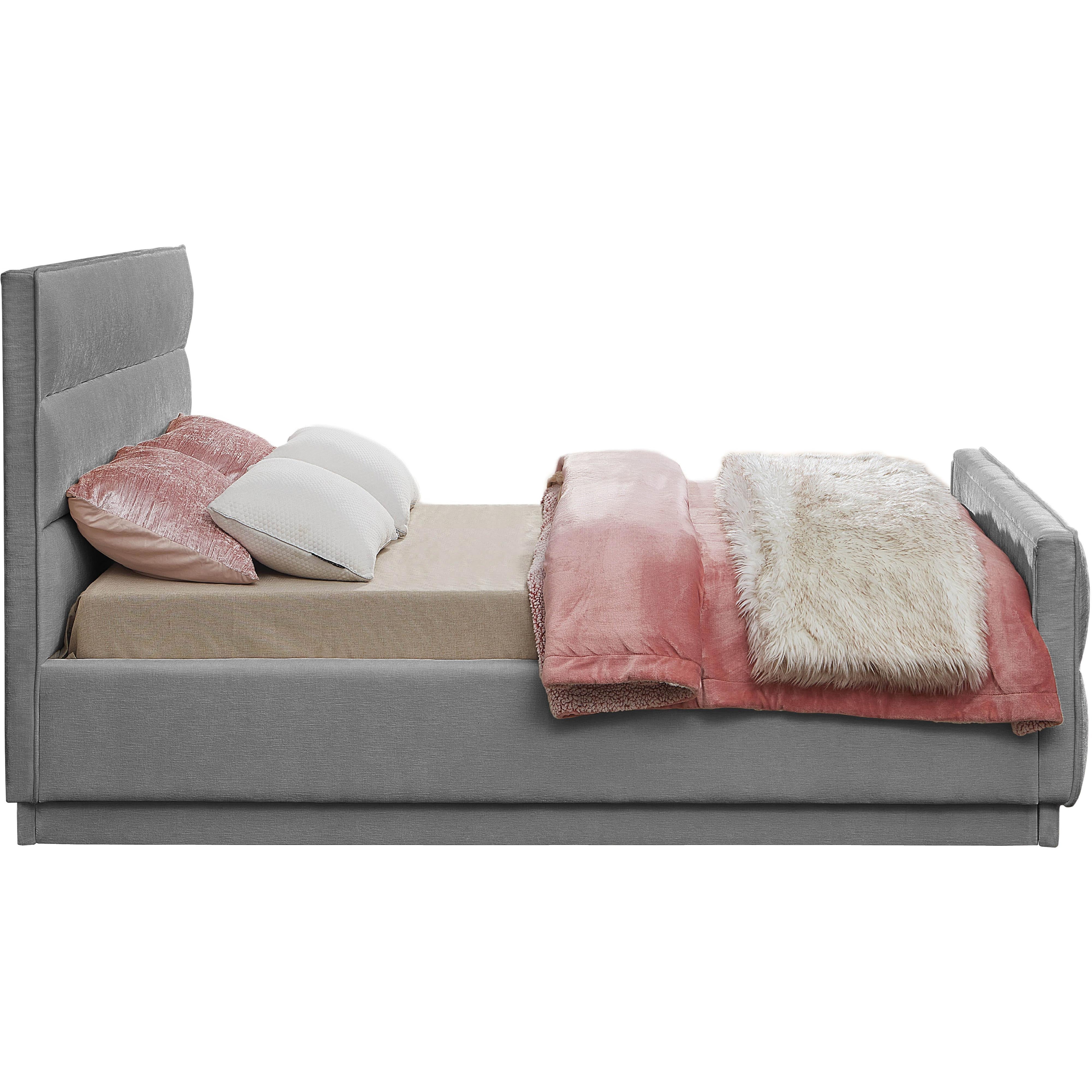 Meridian Paxton Grey Chenille Fabric King Bed (3 Boxes)
