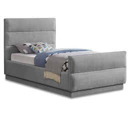 Meridian Paxton Grey Chenille Fabric Twin Bed (3 Boxes)