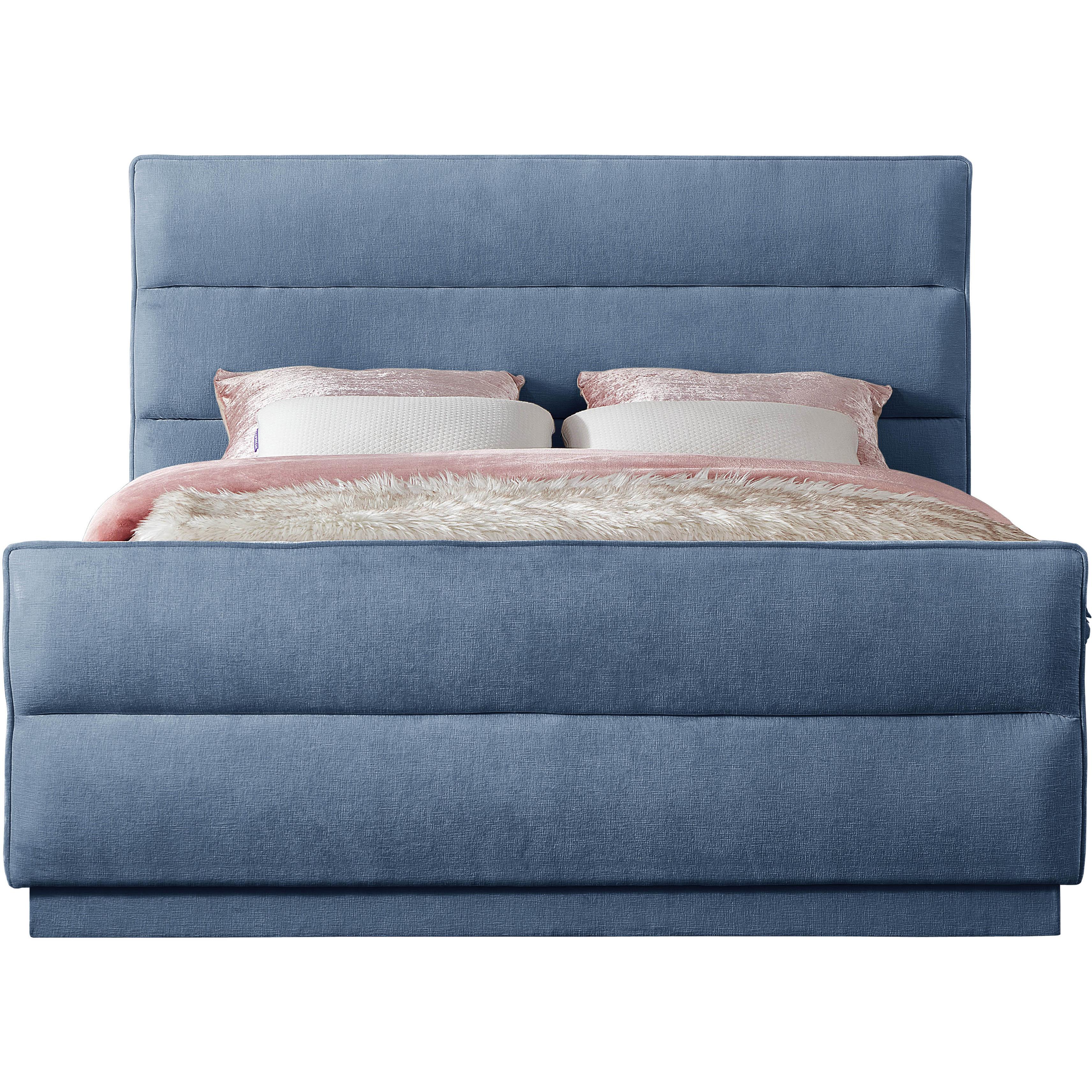 Meridian Paxton Light Blue Chenille Fabric King Bed (3 Boxes)