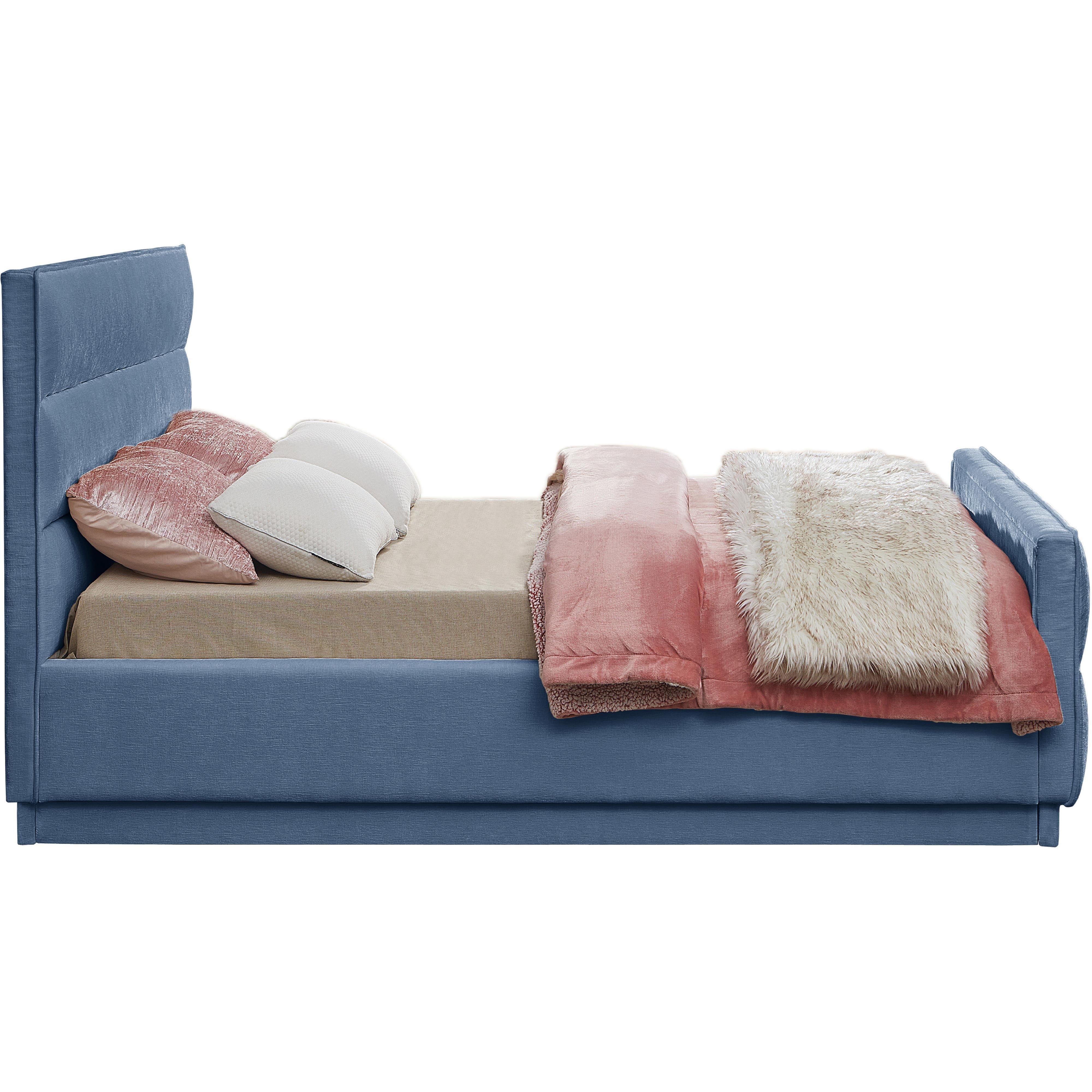 Meridian Paxton Light Blue Chenille Fabric King Bed (3 Boxes)