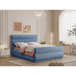 Meridian Paxton Light Blue Chenille Fabric Queen Bed (3 Boxes)