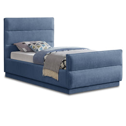 Meridian Paxton Light Blue Chenille Fabric Twin Bed (3 Boxes)
