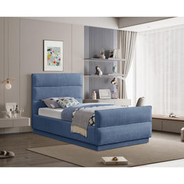 Meridian Paxton Light Blue Chenille Fabric Twin Bed (3 Boxes)