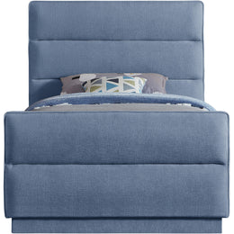 Meridian Paxton Light Blue Chenille Fabric Twin Bed (3 Boxes)