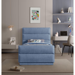 Meridian Paxton Light Blue Chenille Fabric Twin Bed (3 Boxes)