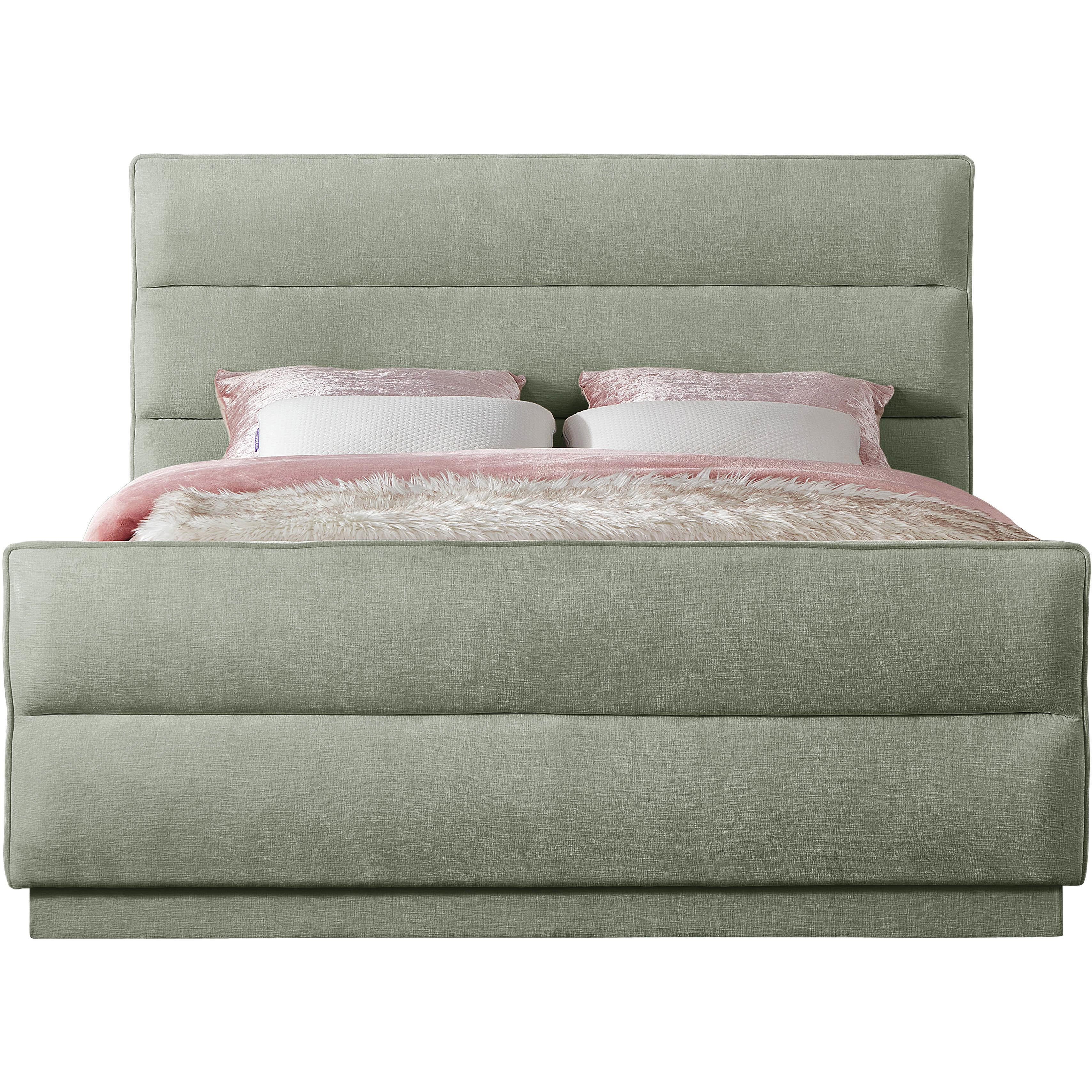 Meridian Paxton Mint Chenille Fabric Queen Bed (3 Boxes)