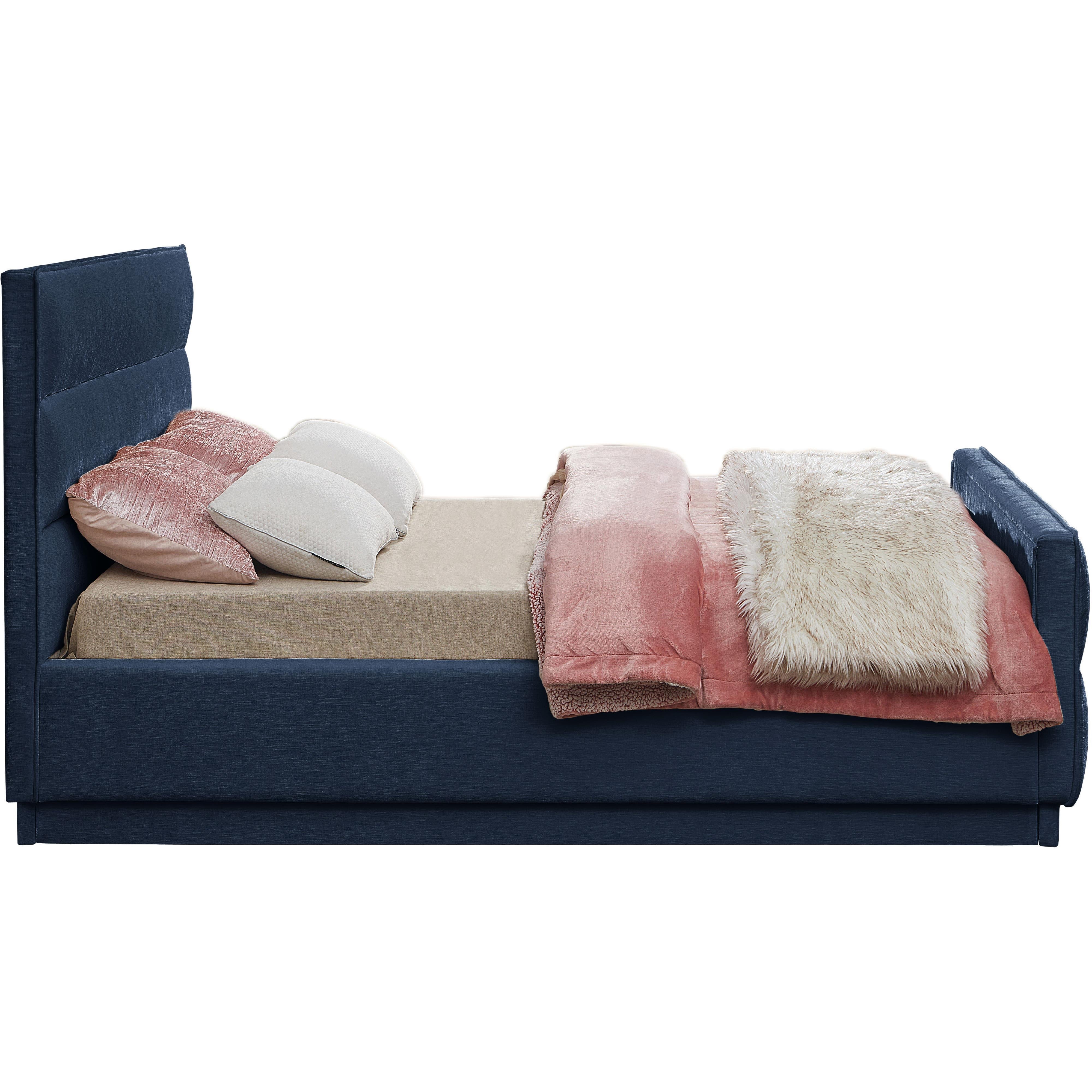 Meridian Paxton Navy Chenille Fabric Full Bed (3 Boxes)