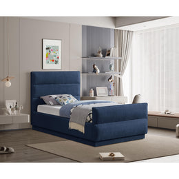 Meridian Paxton Navy Chenille Fabric Twin Bed (3 Boxes)