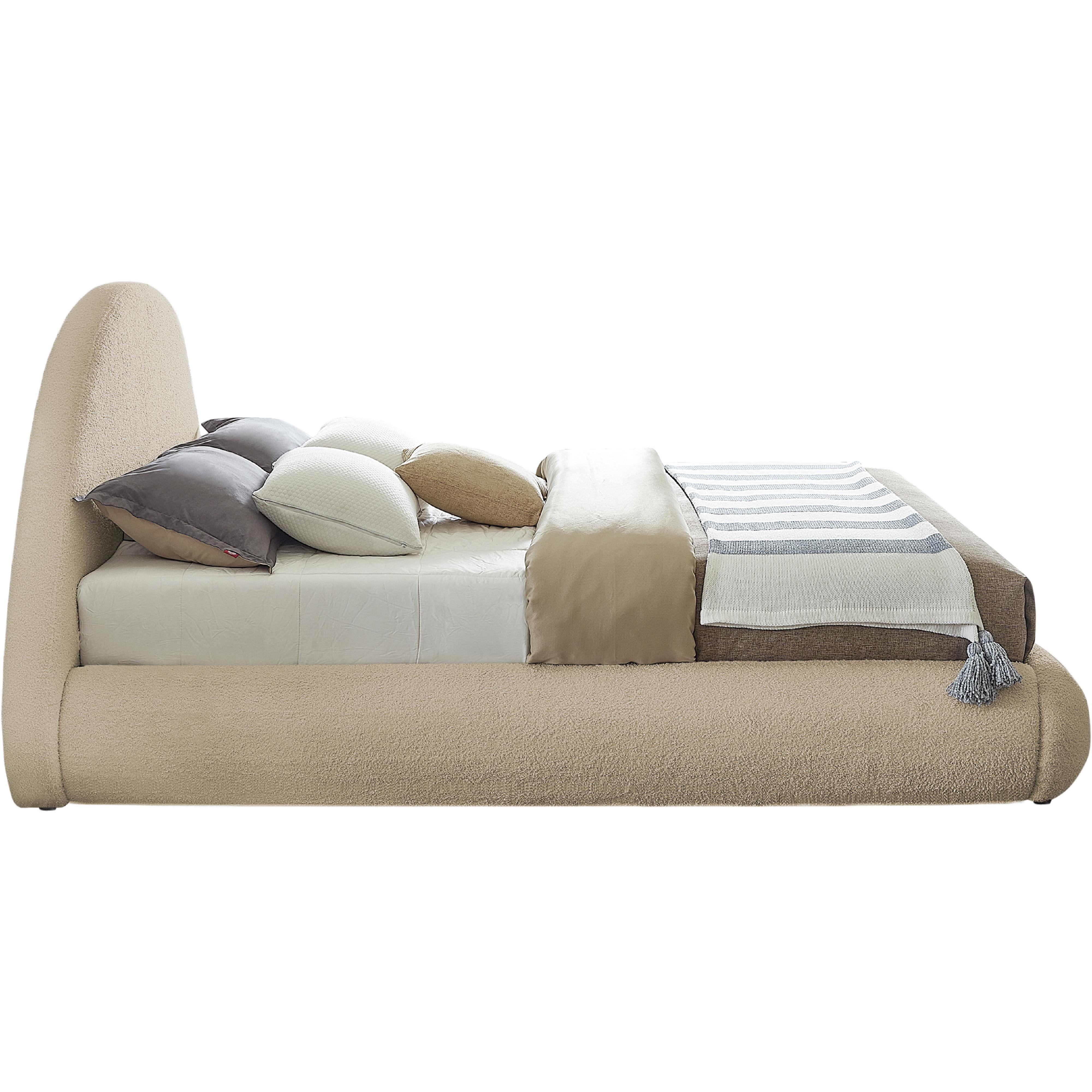 Meridian Rudy Beige Teddy Fabric Full Bed