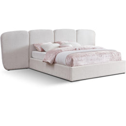 Meridian Shiloh Cream Boucle Fabric King Bed (3 Boxes)