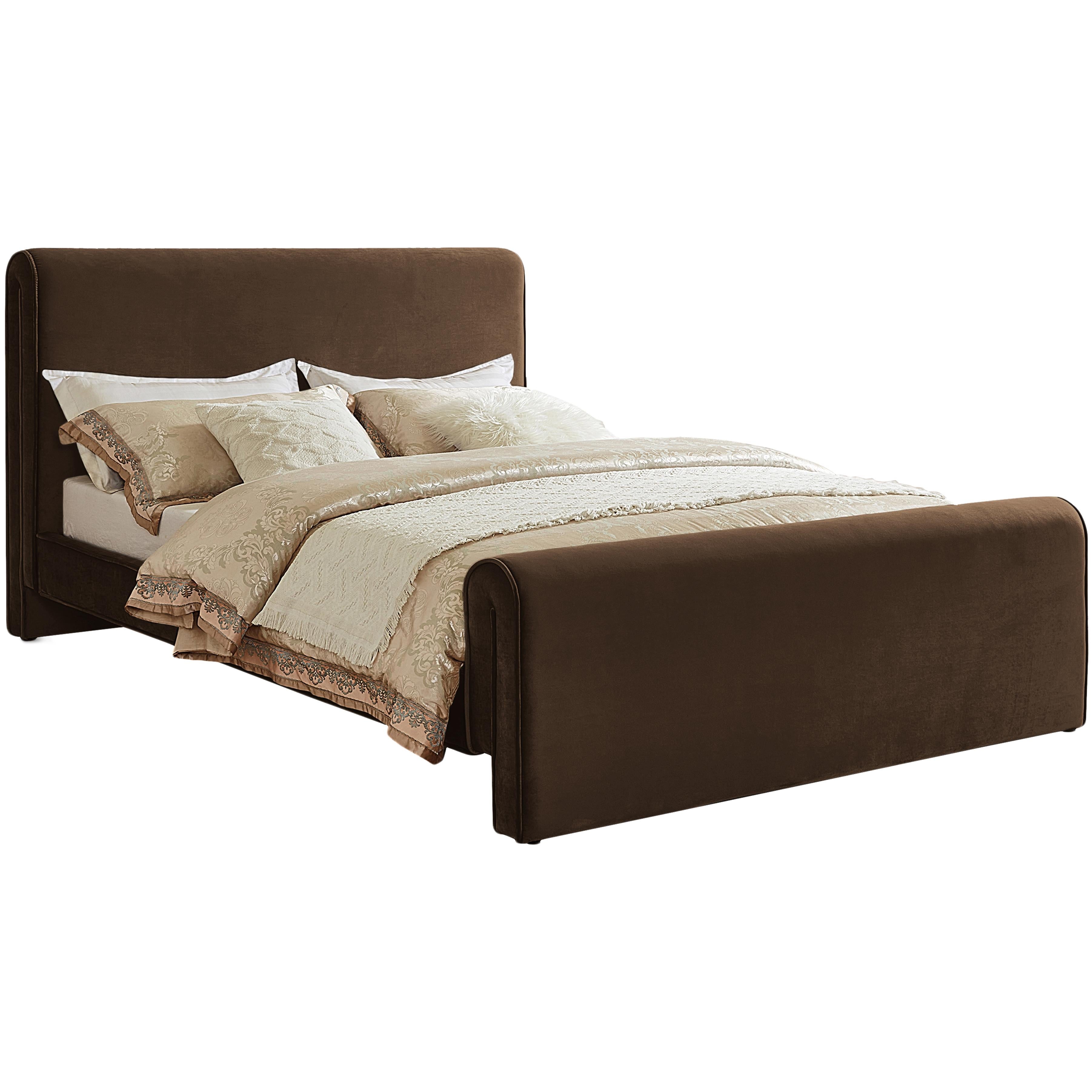 Meridian Sloan Brown Velvet Full Bed (3 Boxes)