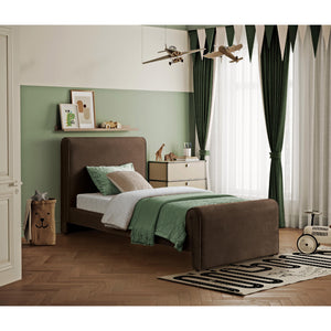 Meridian Sloan Brown Velvet Twin Bed (3 Boxes)