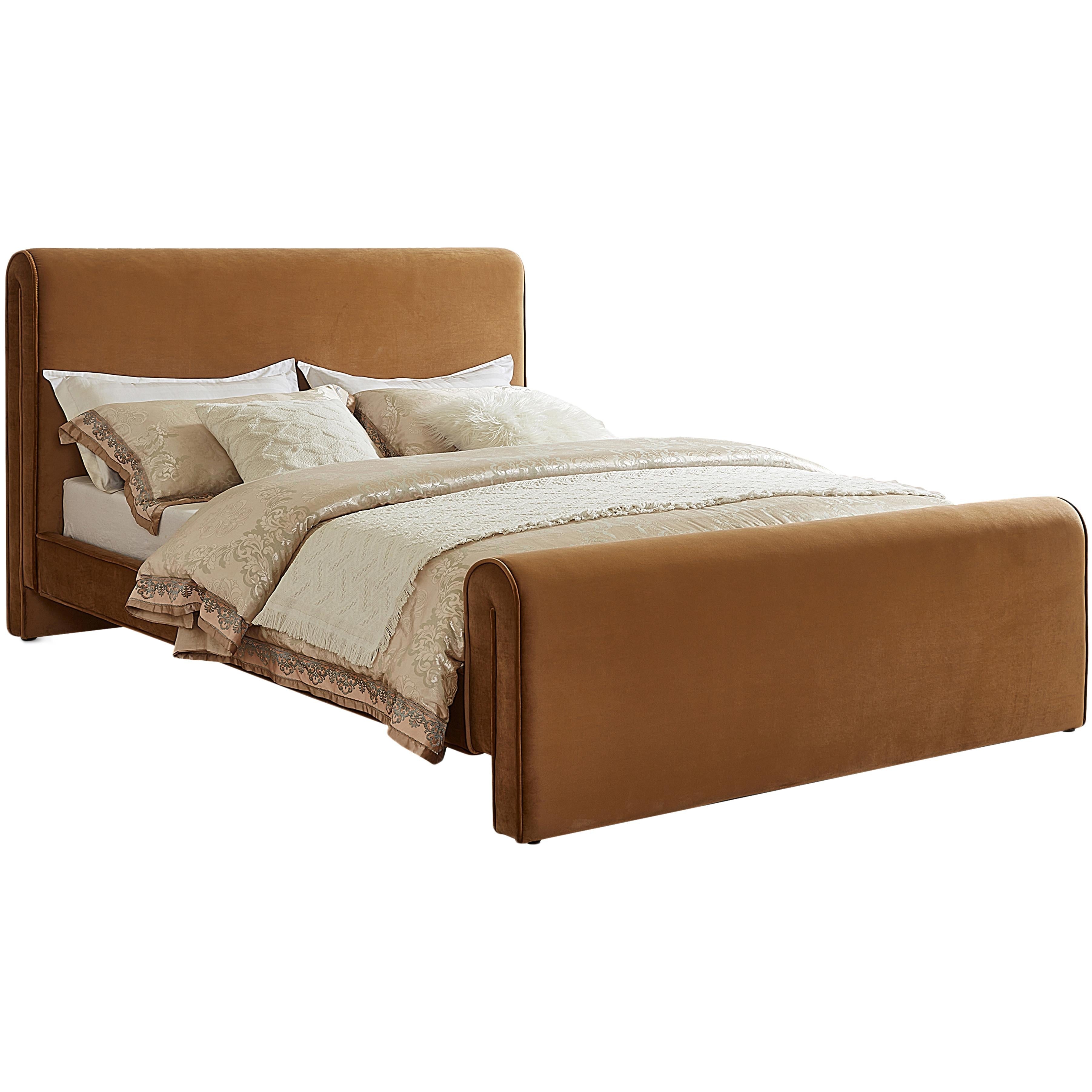 Meridian Sloan Saddle Velvet Full Bed (3 Boxes)