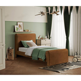 Meridian Sloan Saddle Velvet Twin Bed (3 Boxes)