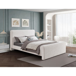 Meridian Stylus Cream Boucle Fabric King Bed (3 Boxes)
