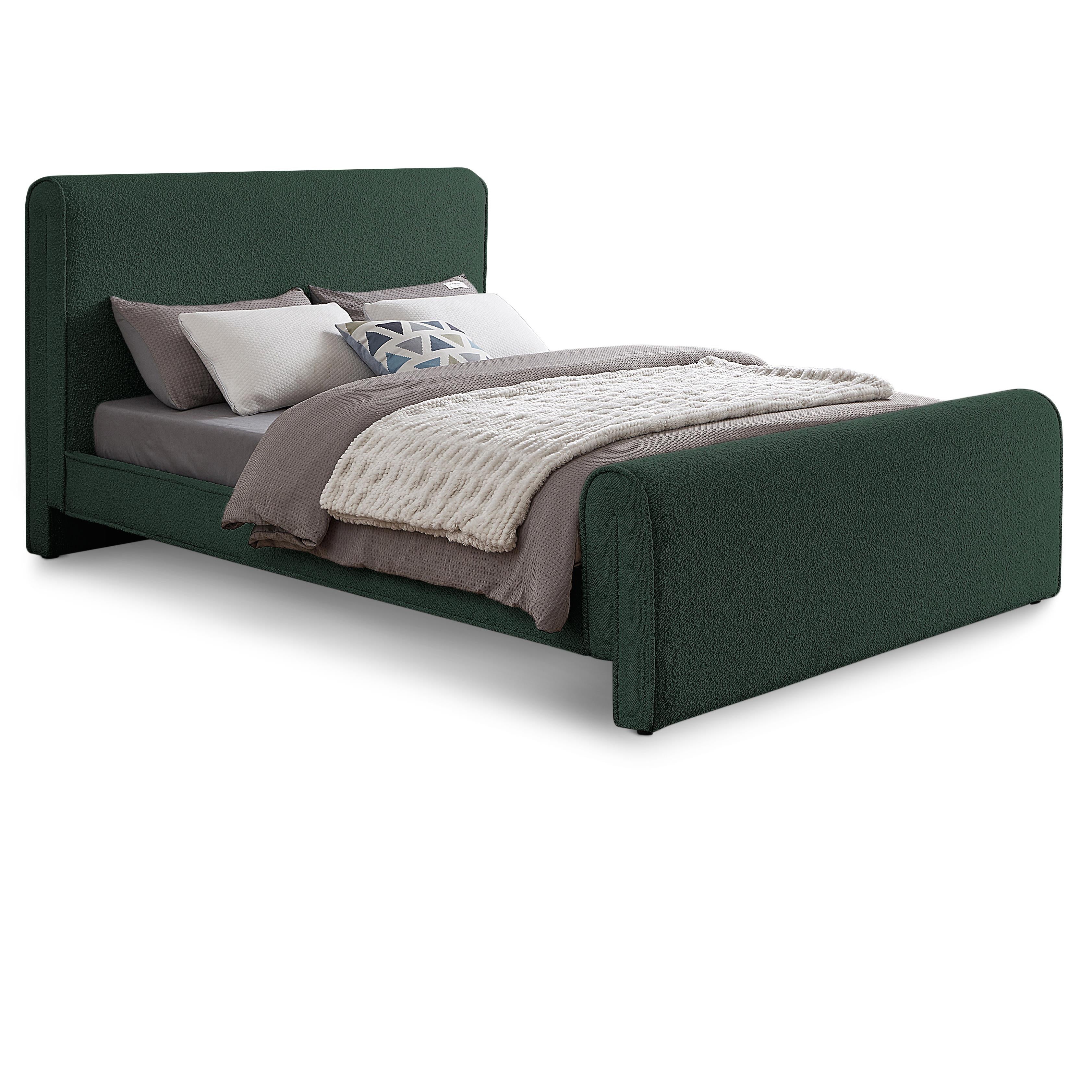 Meridian Stylus Green Boucle Fabric Full Bed (3 Boxes)