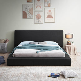 Meridian Terra Black Boucle Fabric King Bed
