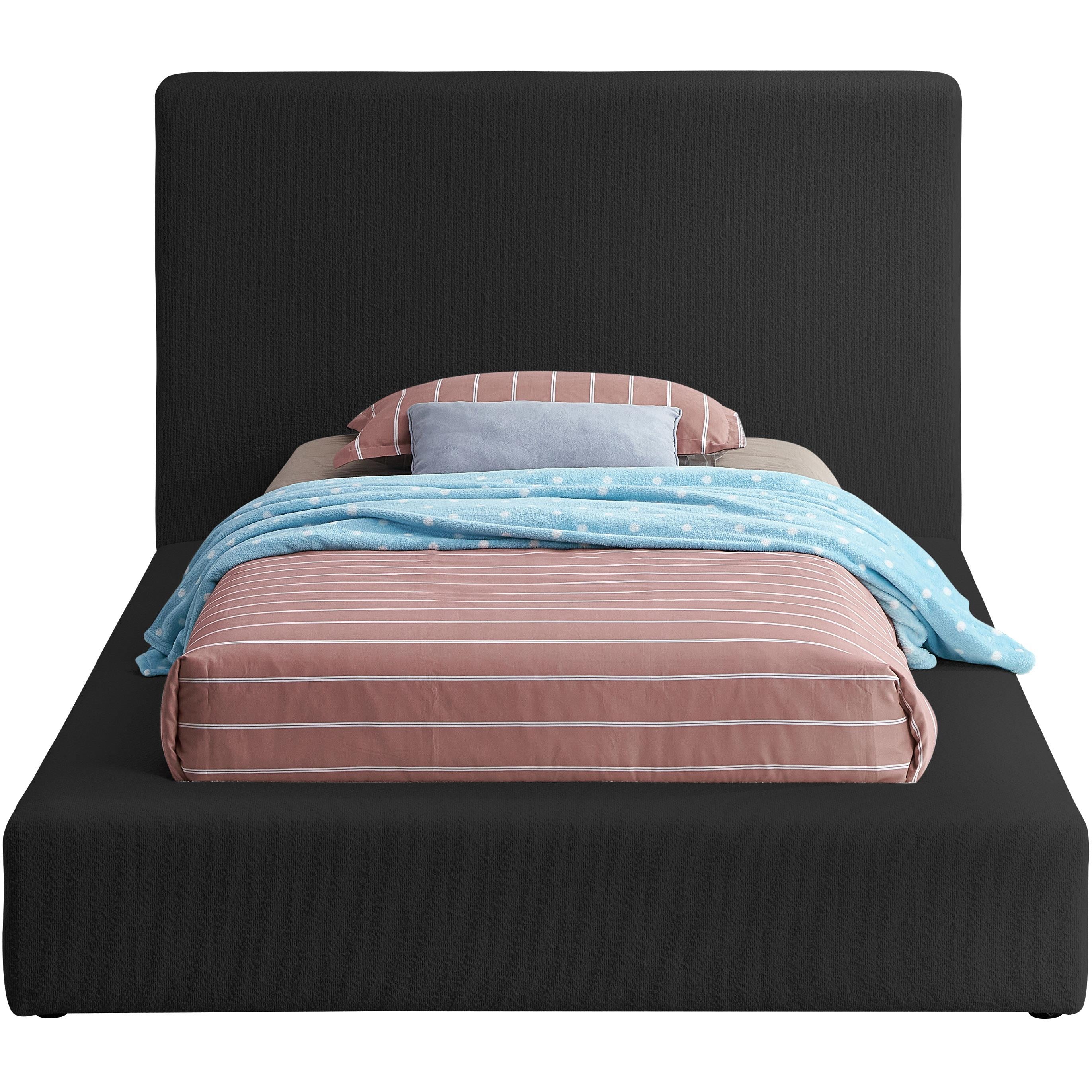 Meridian Terra Black Boucle Fabric Twin Bed