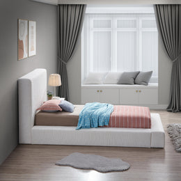 Meridian Terra Cream Boucle Fabric Twin Bed