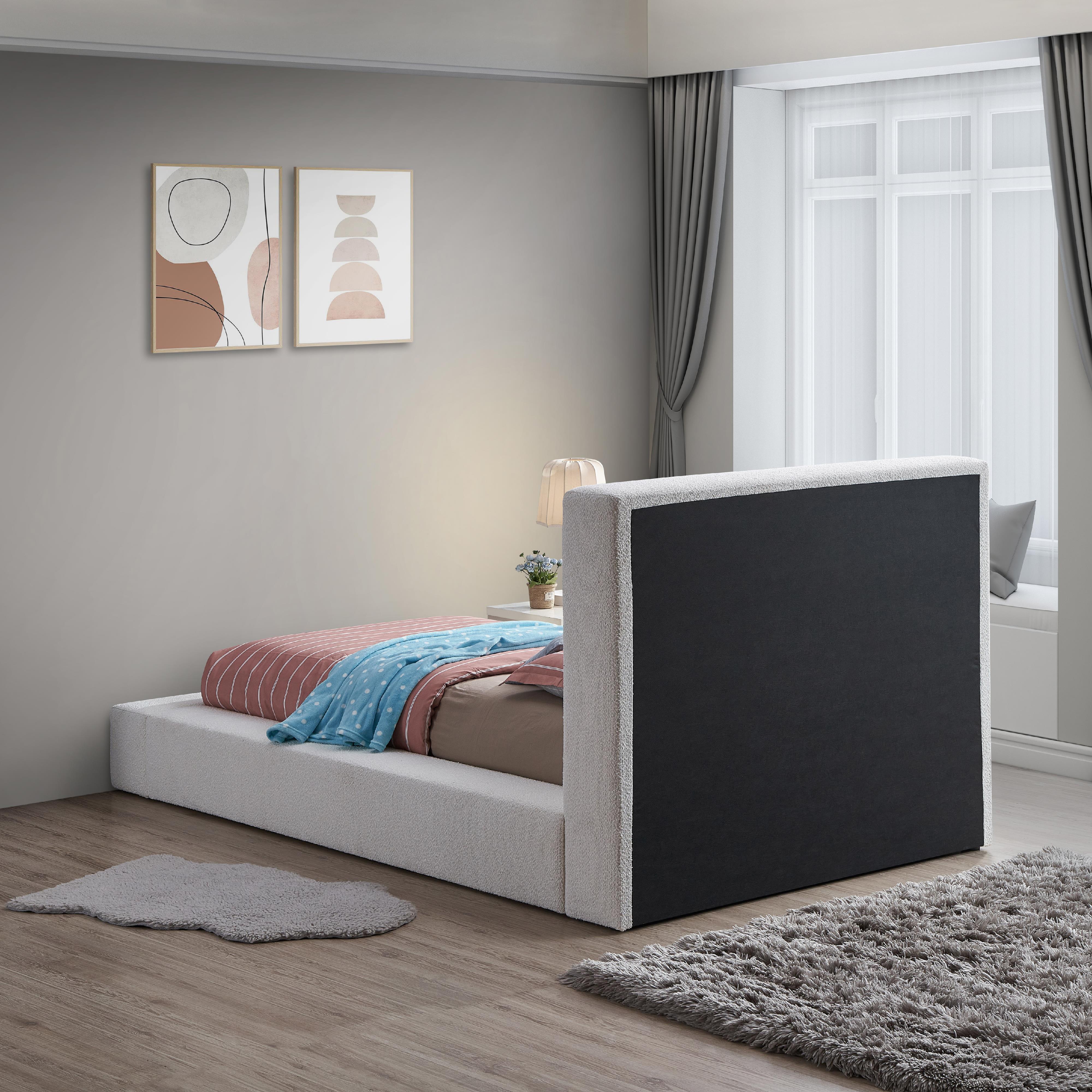 Meridian Terra Cream Boucle Fabric Twin Bed