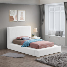 Meridian Terra White Boucle Fabric Twin Bed