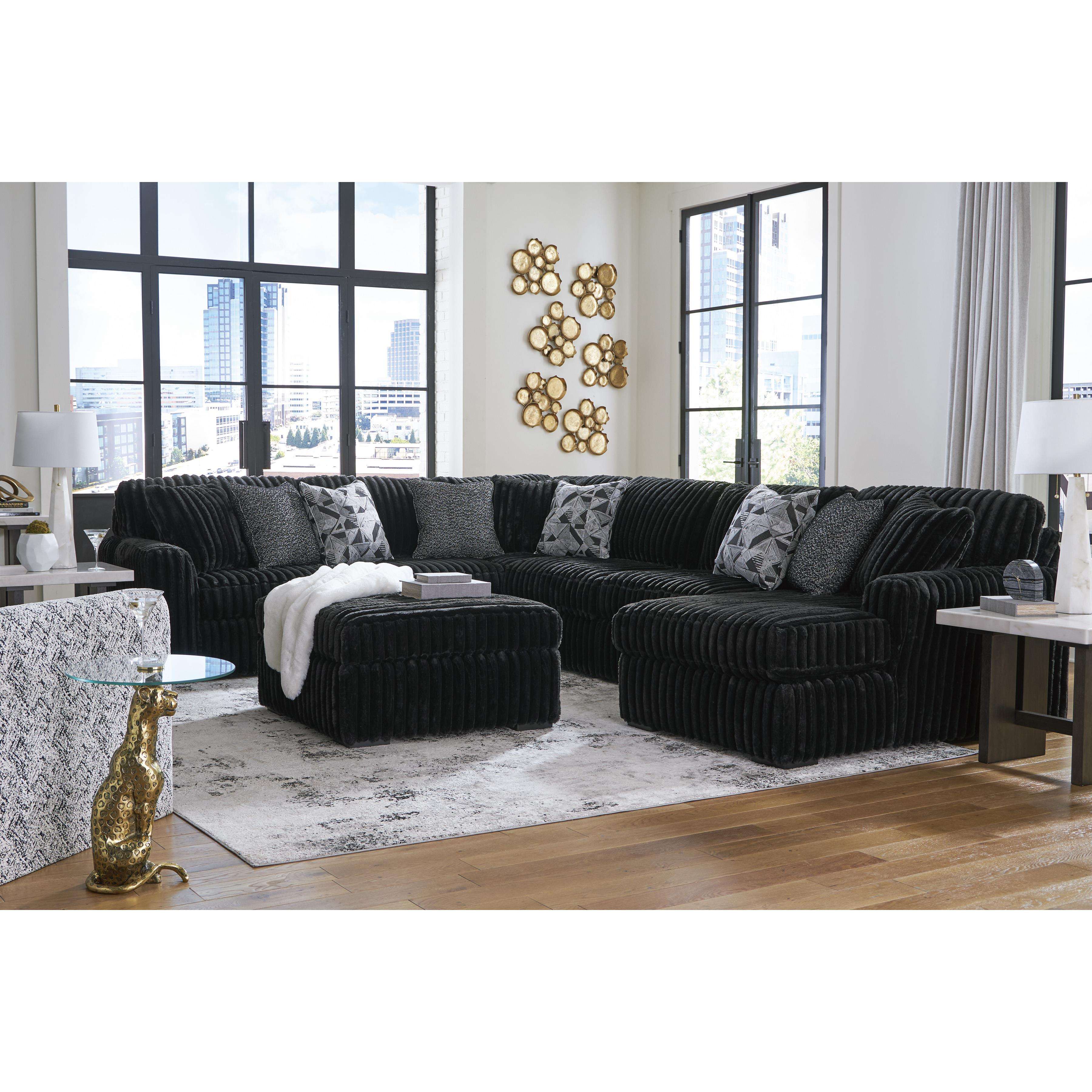 Swipe Furniture Exclusive Design Midnight-Madness Fabric Ottoman 9810308