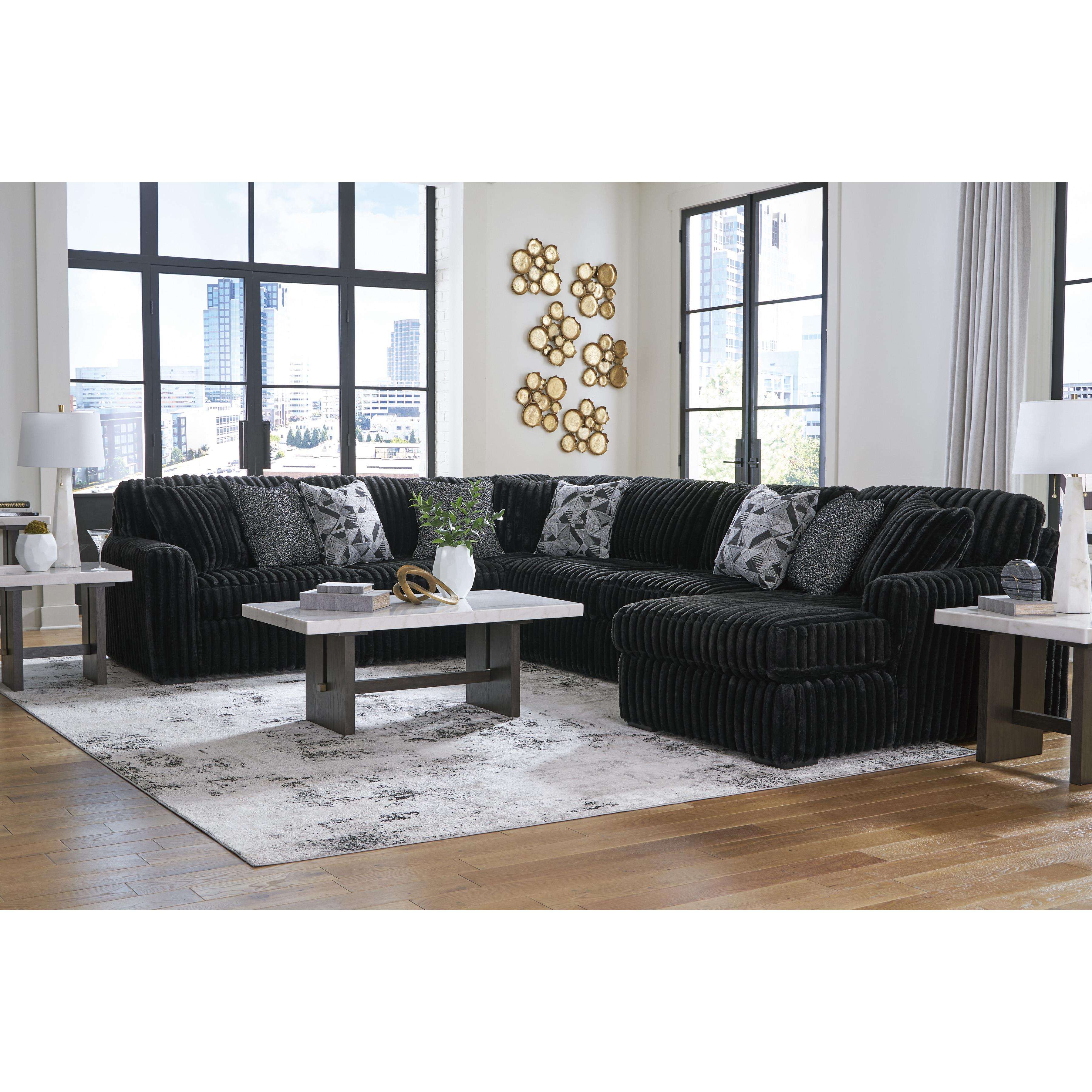 Swipe Furniture Exclusive Design Midnight-Madness Fabric 4 pc Sectional 9810366/9810377/9810334/9810317