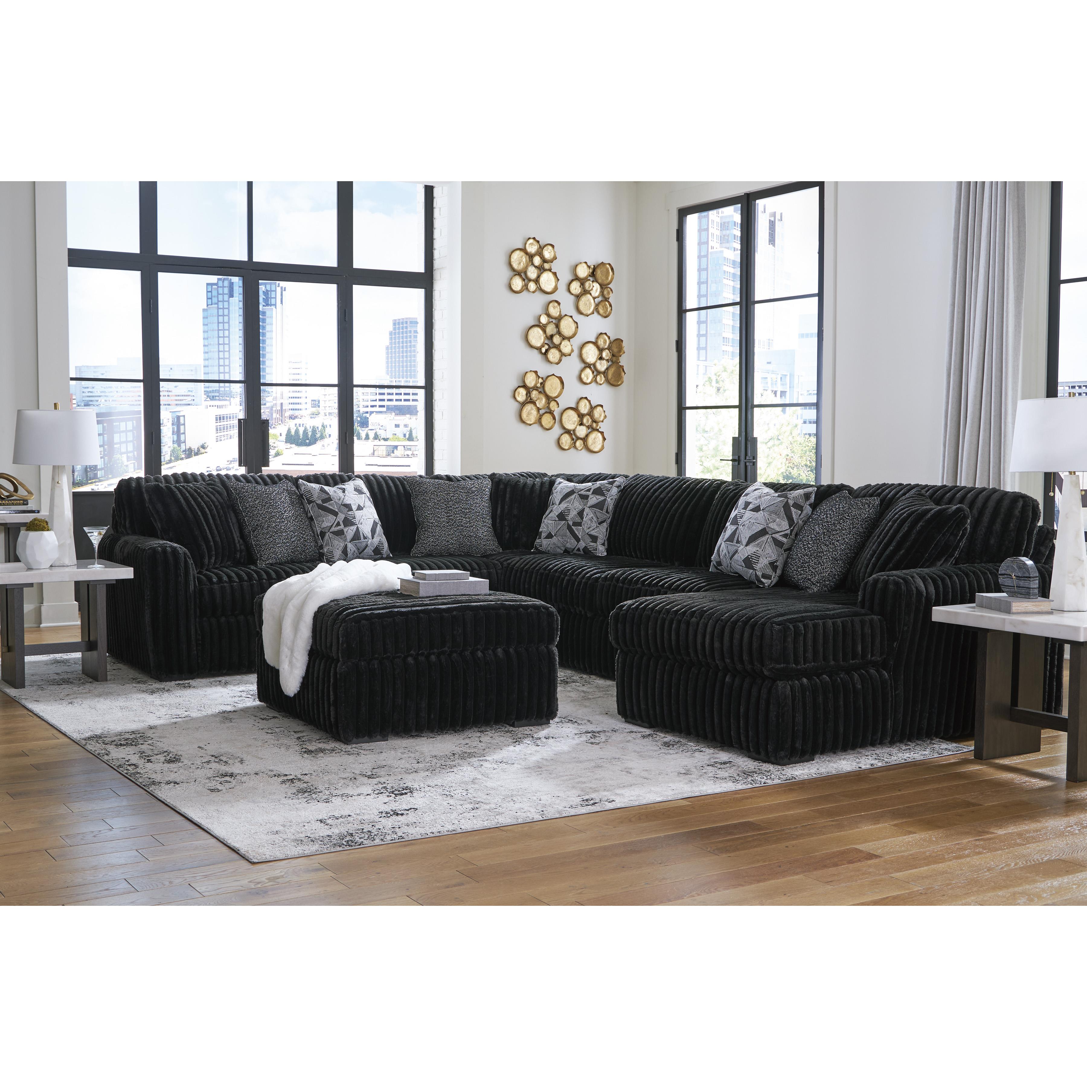 Swipe Furniture Exclusive Design Midnight-Madness Fabric 4 pc Sectional 9810366/9810377/9810334/9810317