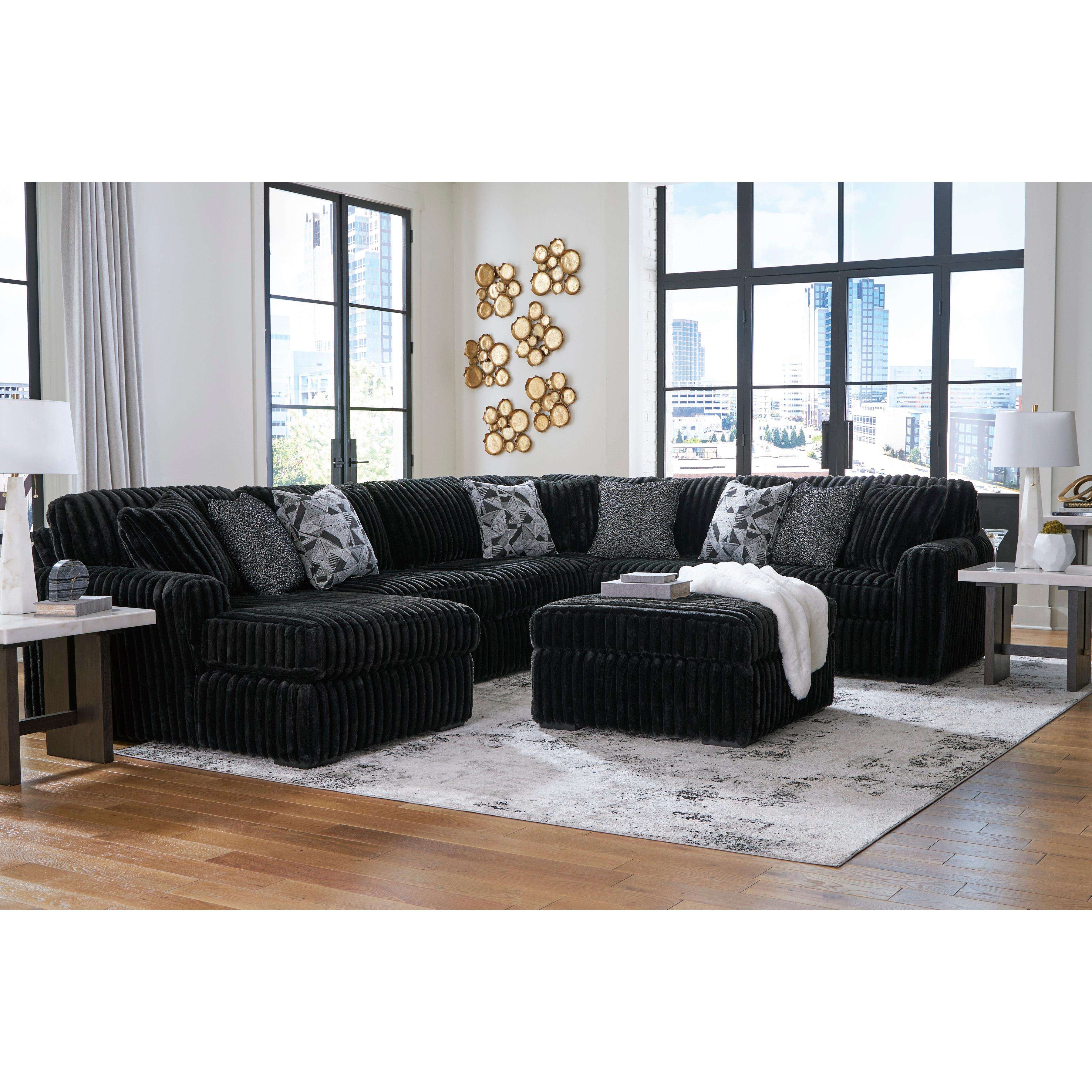 Swipe Furniture Exclusive Design Midnight-Madness Fabric 4 pc Sectional 9810316/9810334/9810377/9810367