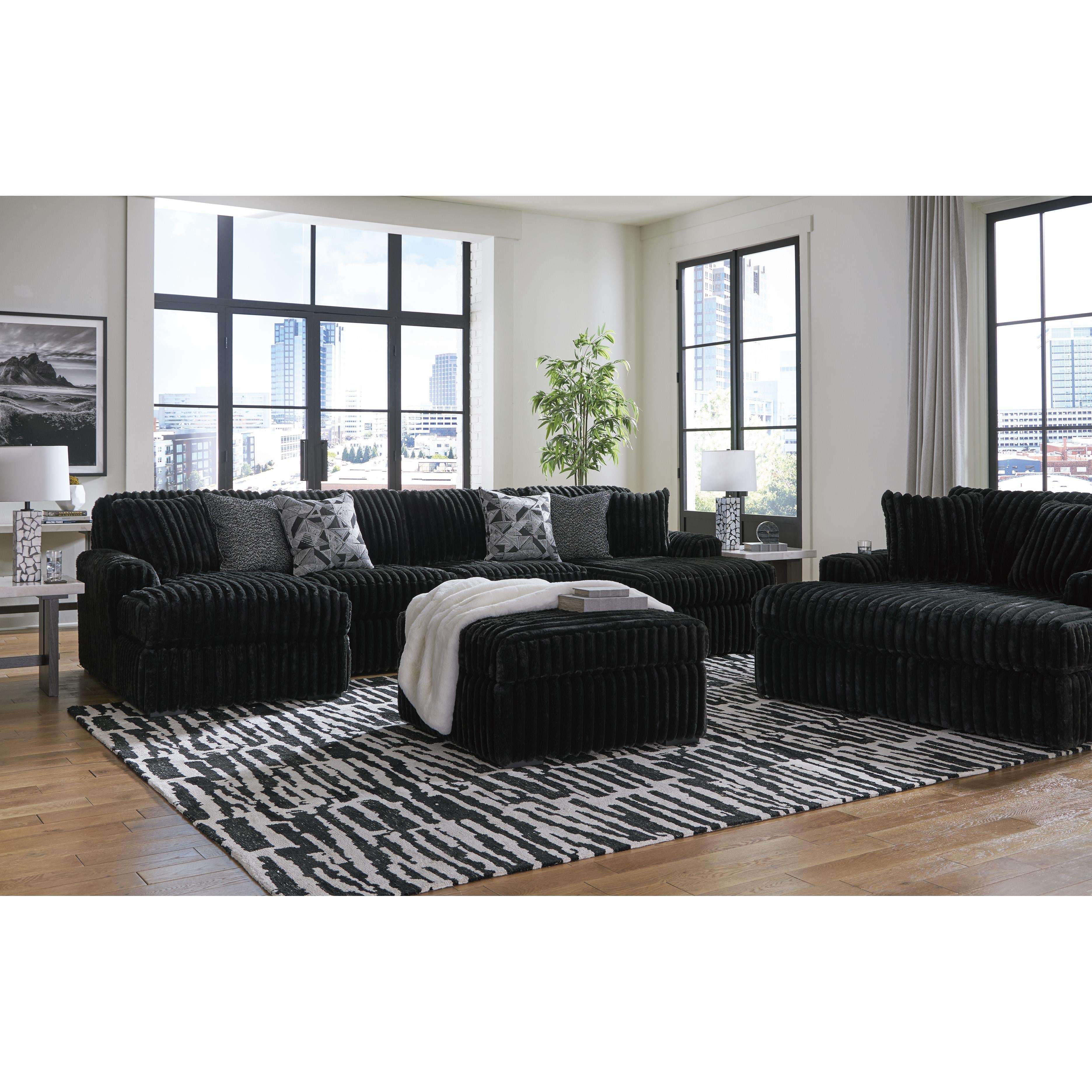 Swipe Furniture Exclusive Design Midnight-Madness Fabric 3 pc Sectional 9810316/9810334/9810317