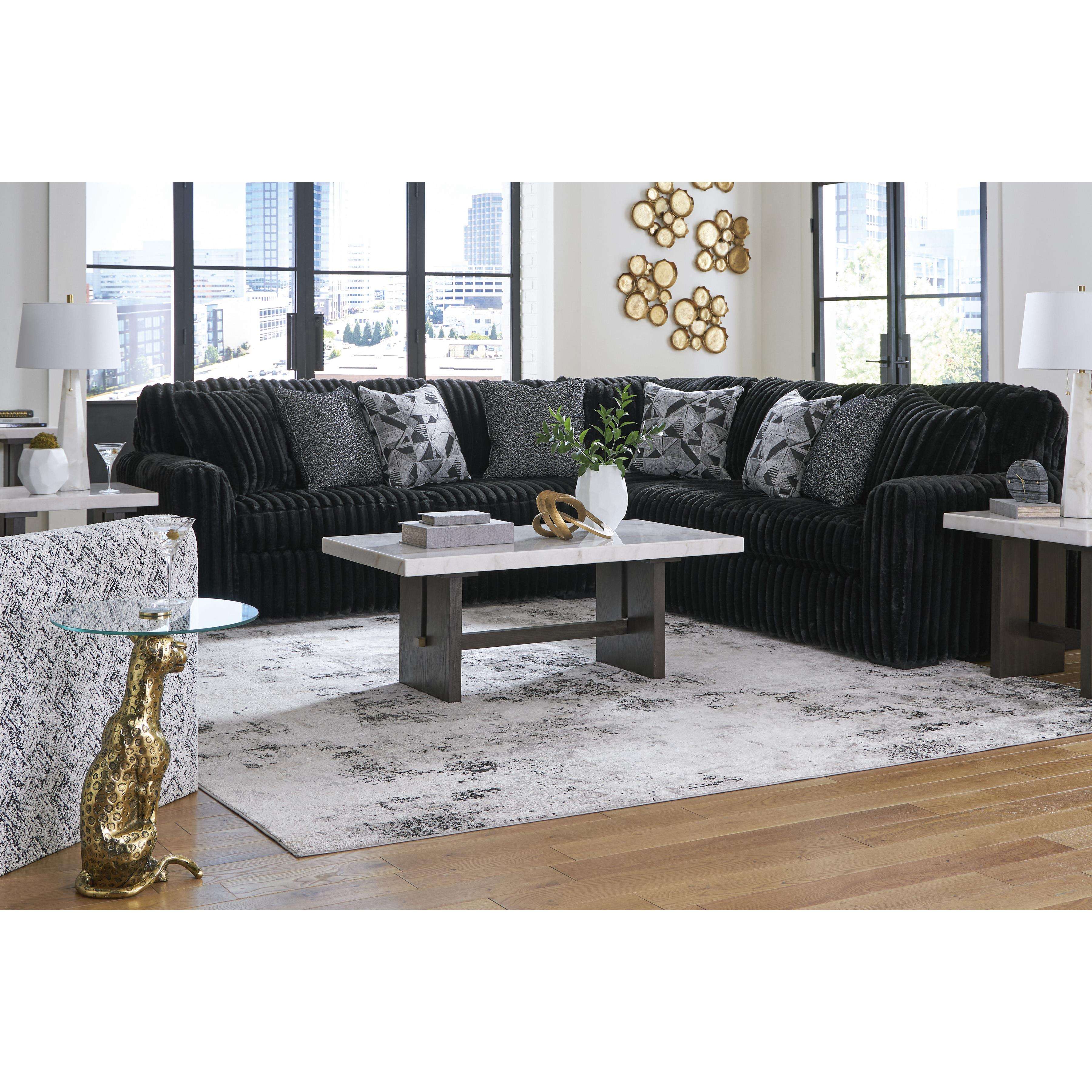 Swipe Furniture Exclusive Design Midnight-Madness Fabric 3 pc Sectional 9810366/9810377/9810367