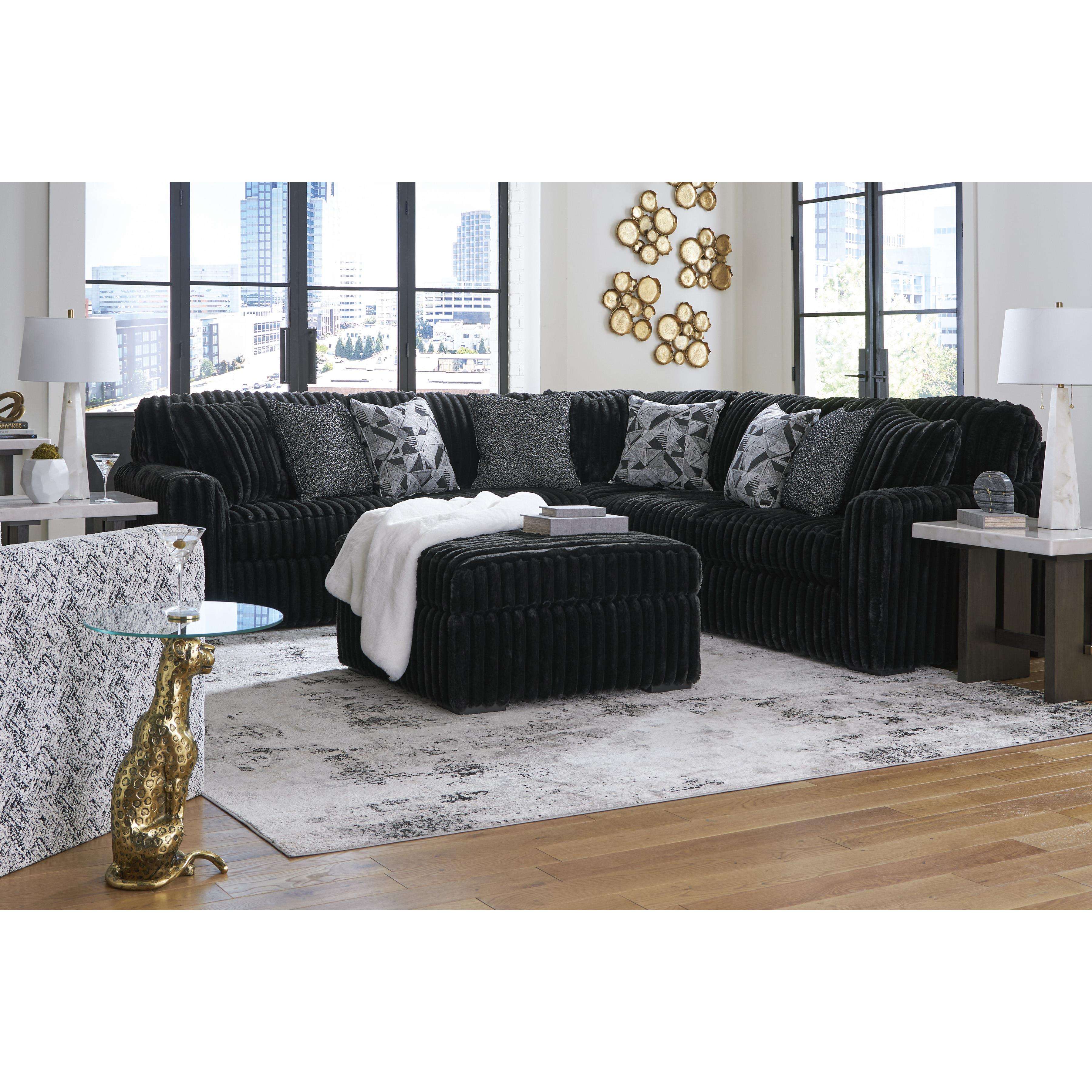 Swipe Furniture Exclusive Design Midnight-Madness Fabric 3 pc Sectional 9810366/9810377/9810367