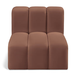 Meridian Arc Cognac Vegan Leather Straight Chair