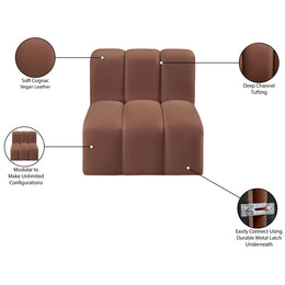 Meridian Arc Cognac Vegan Leather Straight Chair
