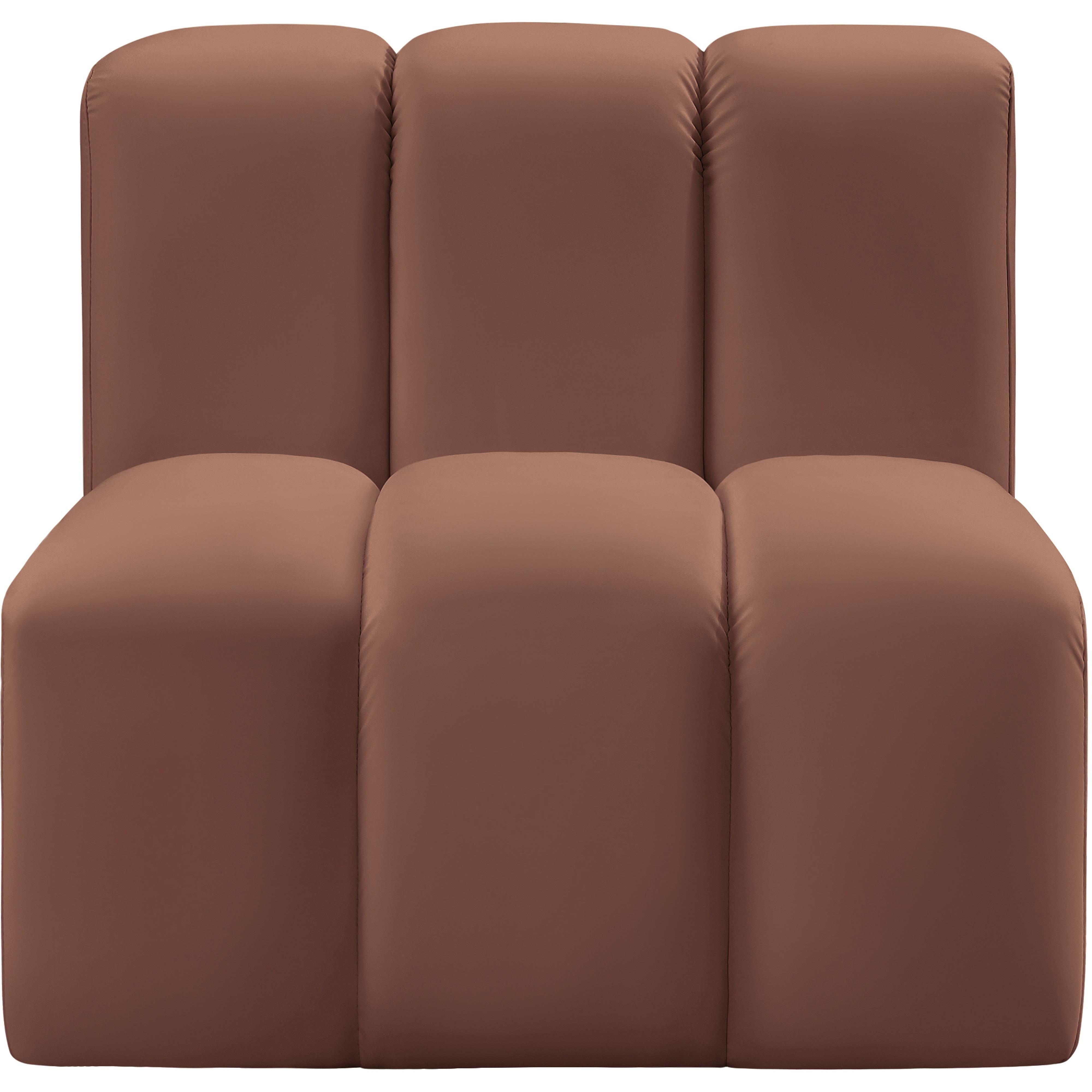 Meridian Arc Cognac Vegan Leather Straight Chair