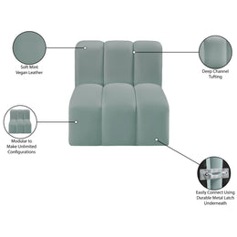 Meridian Arc Mint Green Vegan Leather Straight Chair