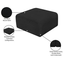 Meridian Arc Black Boucle Fabric Ottoman