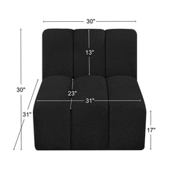 Meridian Arc Black Boucle Fabric Straight Chair