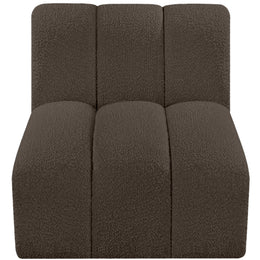 Meridian Arc Brown Boucle Fabric Straight Chair