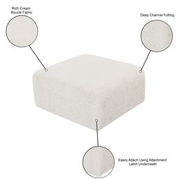 Meridian Arc Cream Boucle Fabric Ottoman