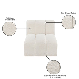 Meridian Arc Cream Boucle Fabric Straight Chair