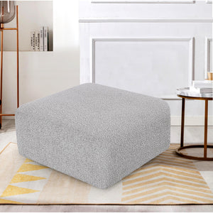 Meridian Arc Grey Boucle Fabric Ottoman