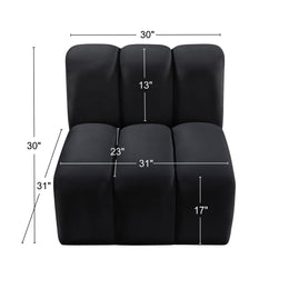 Meridian Arc Black Velvet Straight Chair