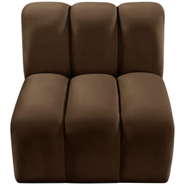 Meridian Arc Brown Velvet Straight Chair