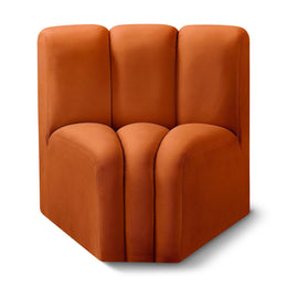 Meridian Arc Cognac Velvet Curved Corner