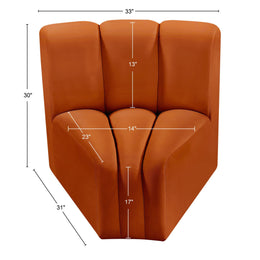 Meridian Arc Cognac Velvet Curved Corner