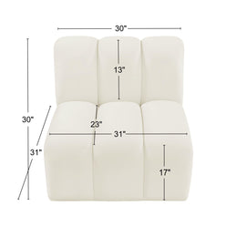 Meridian Arc Cream Velvet Straight Chair