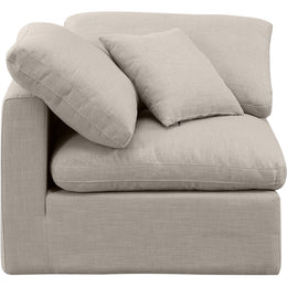 Meridian Indulge Beige Linen Textured Fabric Corner Chair